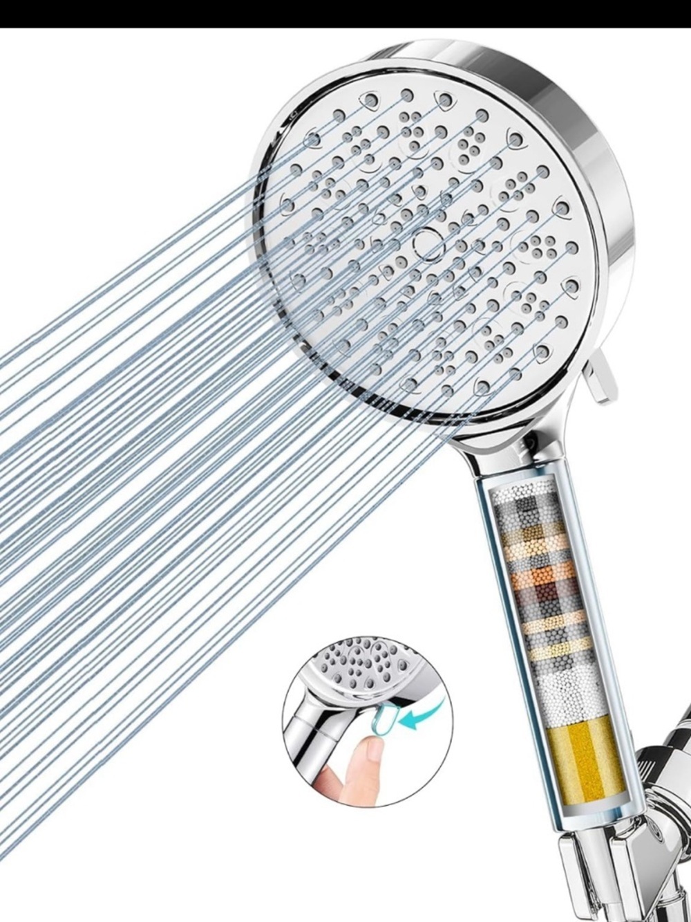 New Bobbe 6-Spray Filtered Shower Head in Matte Black